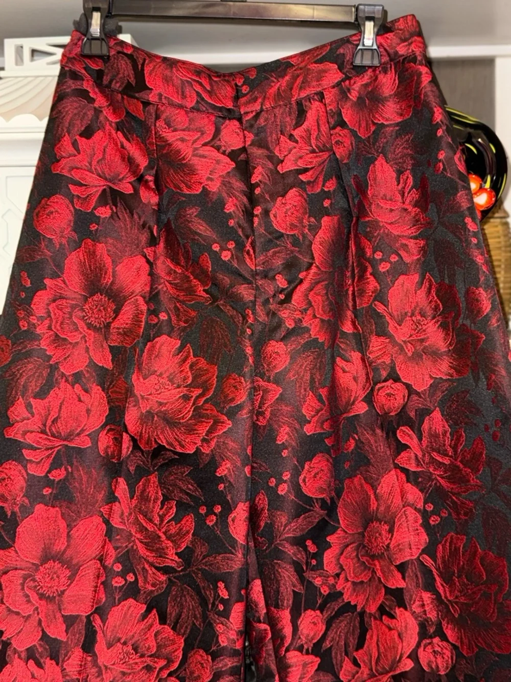 Preston & York sz 6 brooks pants brocade red black wide leg nwt - Picture 3 of 4